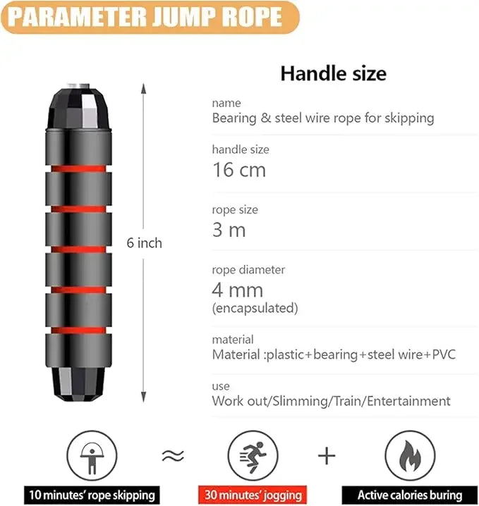 Premium 2.8/3M Steel Wire Jump Rope - Perfect for Crossfit, Boxing, Yoga, and Weight Loss Across All Fitness Levels