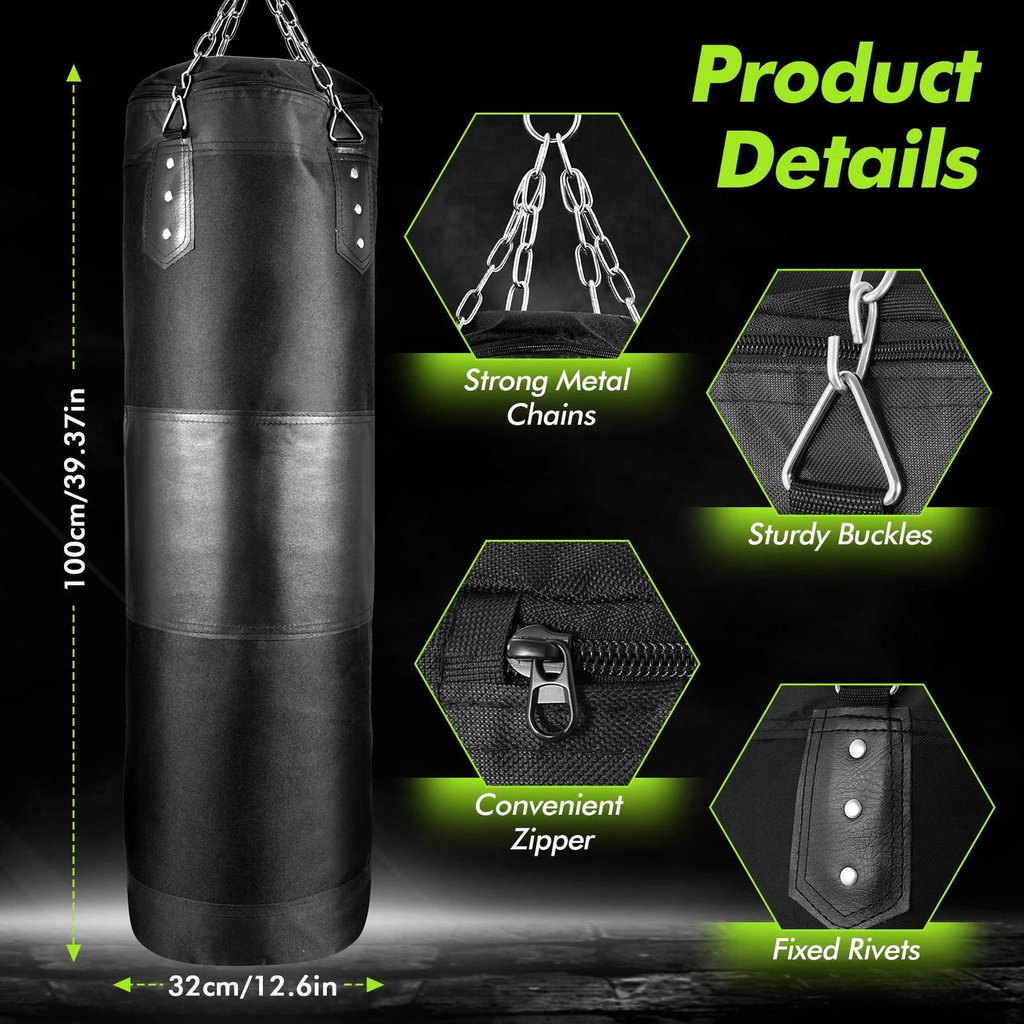 100/120Cm Kinder Boxsack Set Punching Bag Hängend Boxhandschuhe Boxing Sandsack