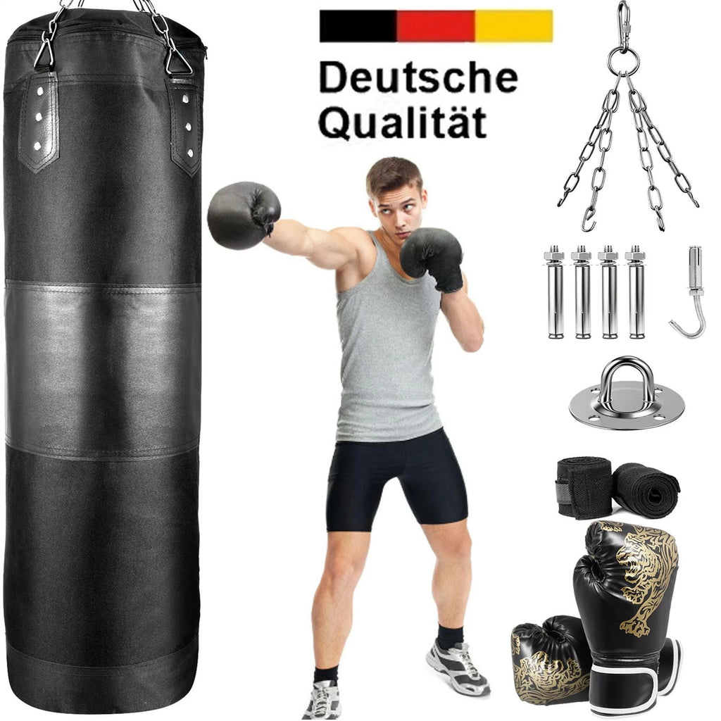 100/120Cm Kinder Boxsack Set Punching Bag Hängend Boxhandschuhe Boxing Sandsack