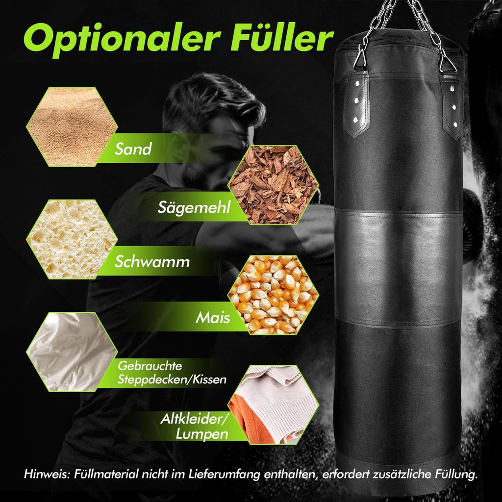 100/120Cm Kinder Boxsack Set Punching Bag Hängend Boxhandschuhe Boxing Sandsack